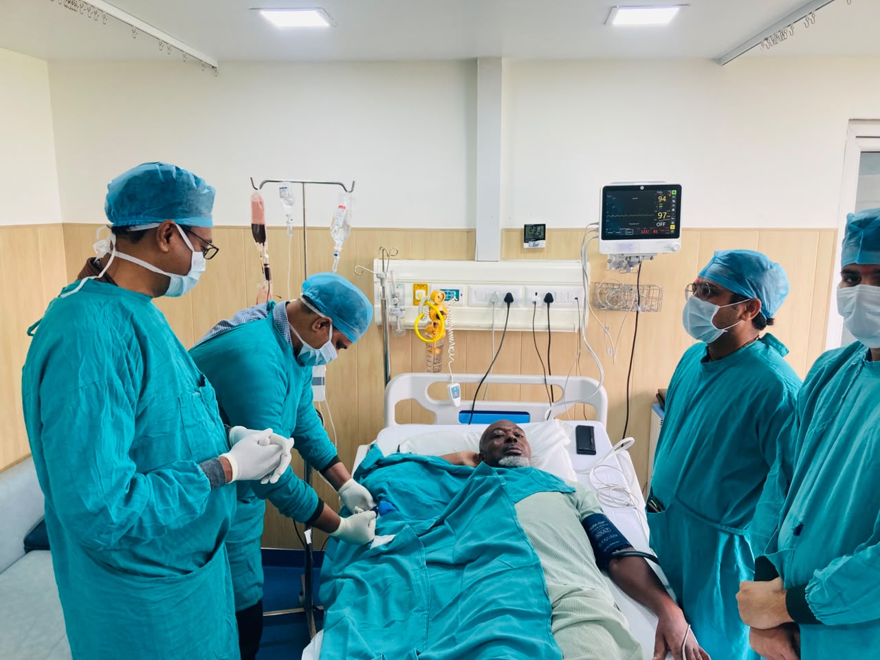 Medical team caring for a patient