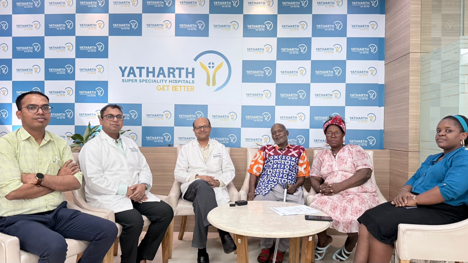Patients and doctors talking at Yatharth Hospital